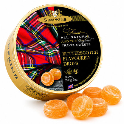 Simpkins Butterscotch Flavoured Drops 200g Tin Sweets Candy Lollies