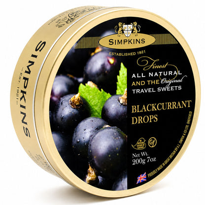 Simpkins Black Currant Drops 200g Tin Sweets Candy Lollies