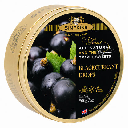 Simpkins Black Currant Drops 200g Tin Sweets Candy Lollies