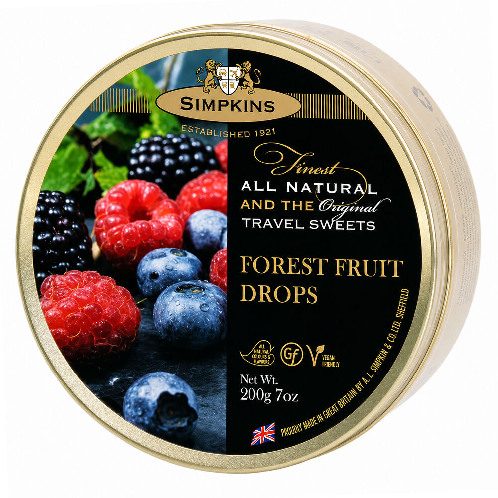 Simpkins Forest Fruit Drops 200g Tin Sweets Candy Lollies