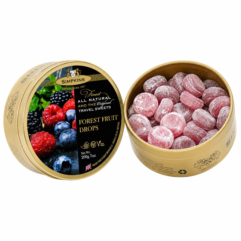 Simpkins Forest Fruit Drops 200g Tin Sweets Candy Lollies