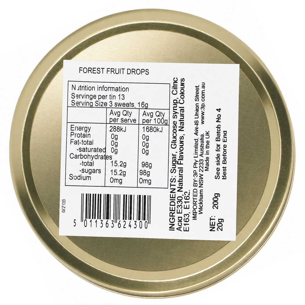 Simpkins Forest Fruit Drops 200g Tin Sweets Candy Lollies