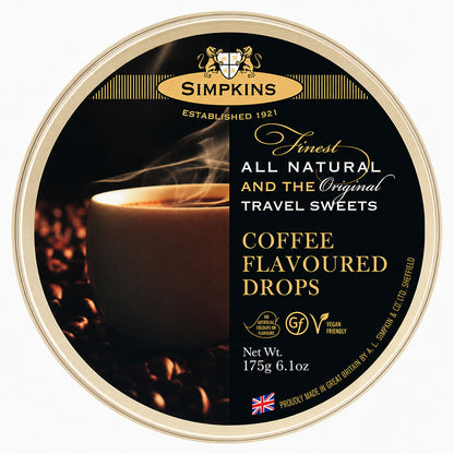 Simpkins Coffee Flavoured Drops 200g Tin Sweets Candy Lollies