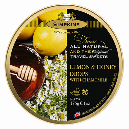 Simpkins Lemon and Honey with Chamomile Drops 200g Tin Sweets Candy Lollies