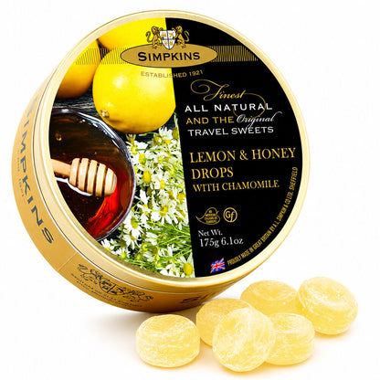 Simpkins Lemon and Honey with Chamomile Drops 200g Tin Sweets Candy Lollies