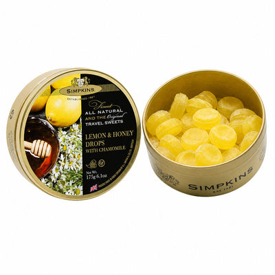 Simpkins Lemon and Honey with Chamomile Drops 200g Tin Sweets Candy Lollies