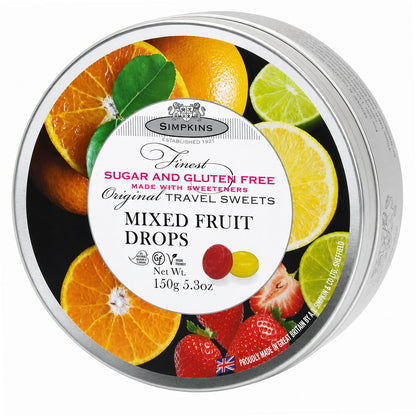 Simpkins Sugar Free Mixed Fruit Drops 150g Tin Sweets Candy Lollies