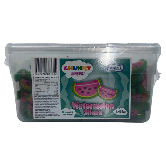 Vidal Chunky Liquorice Watermelon Slices Tub 1.45kg Bulk Candy