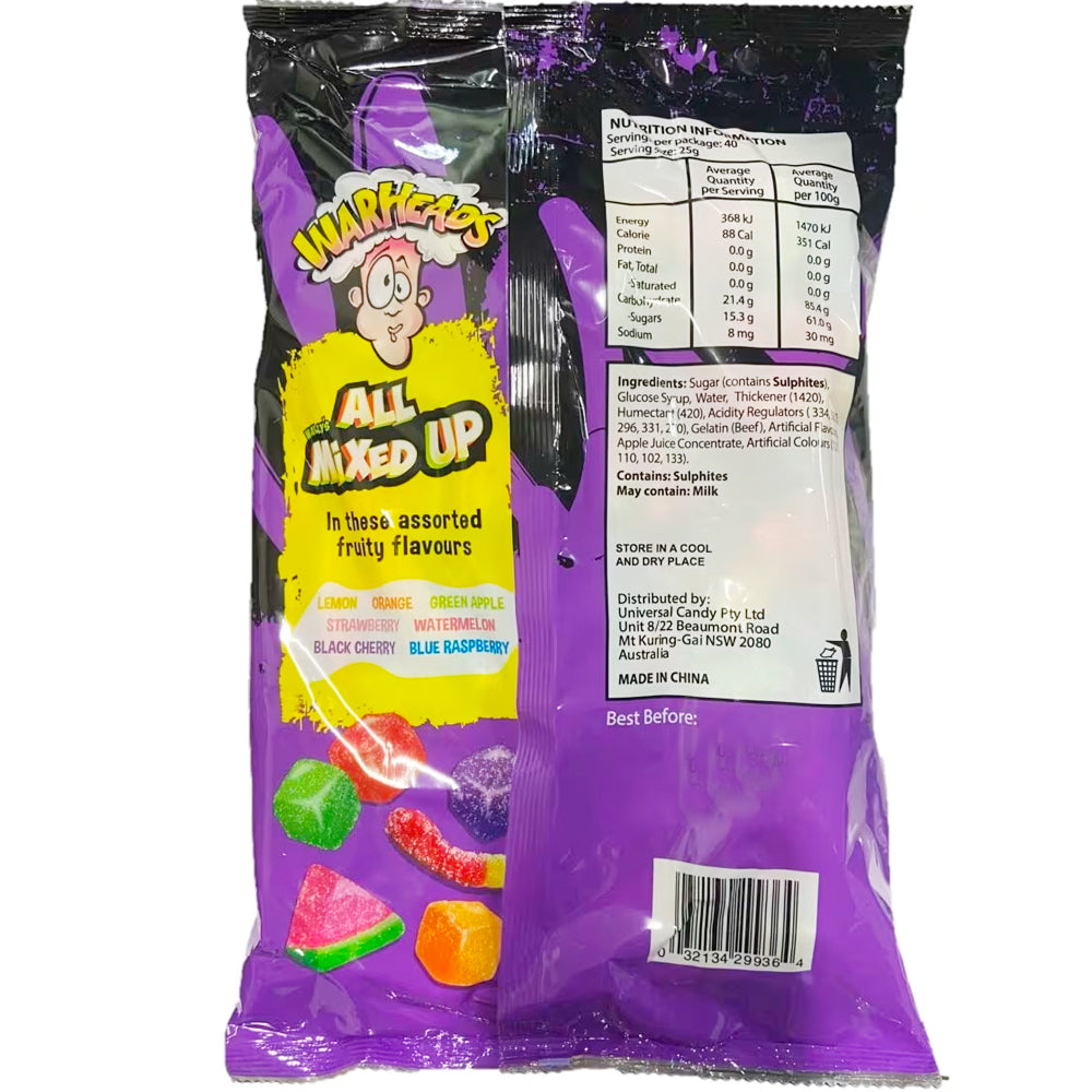 Warheads All Mixed Up Sour Candy Lollies Sweets Bulk Pack 1kg