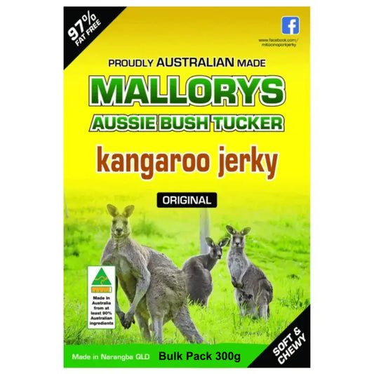 Mallorys Jerky Original Kangaroo 300g Bulk Wild Aussie Snack (for Human Consumption)